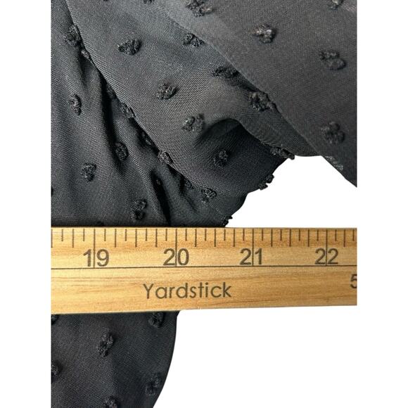 Boohoo Dress Size 16 Black Ruffle Hem Dobby Chiffon Swiss Dots Long Sleeve Mini - Picture 10 of 12